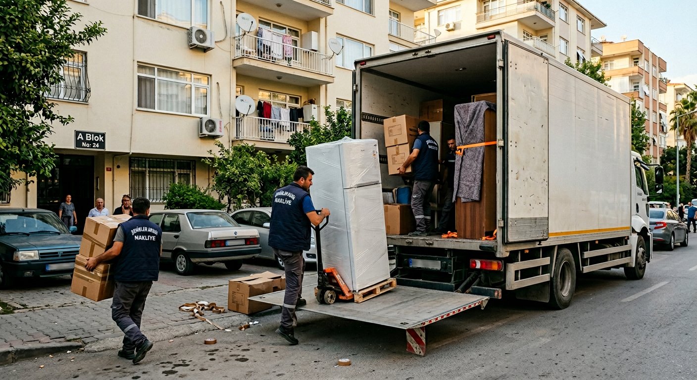 Agaclik caddede rampali nakliye araci - asansörlü nakliyat