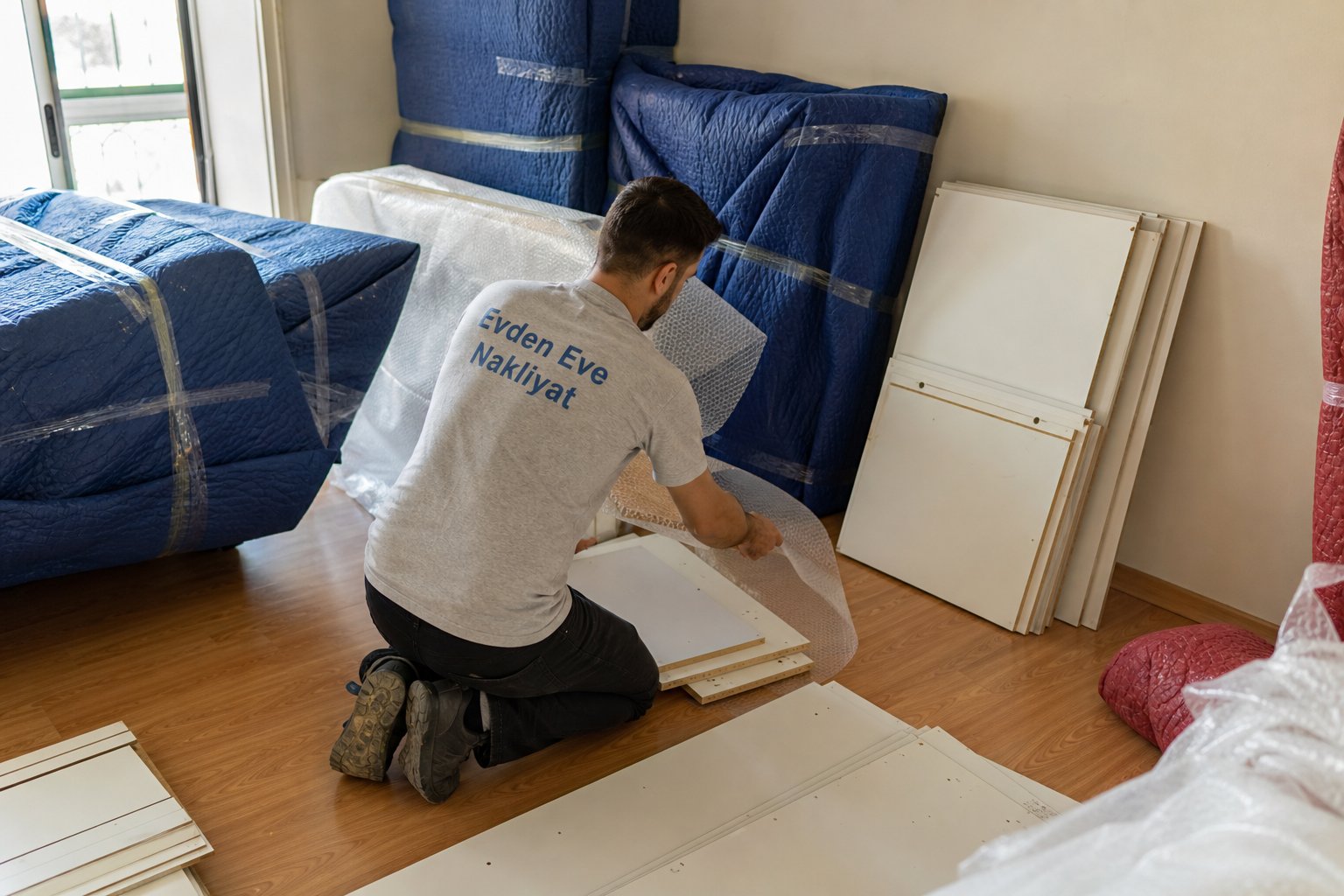 Beyaz laminat panelde kesim duzenlemesi - Parça Eşya Taşıma