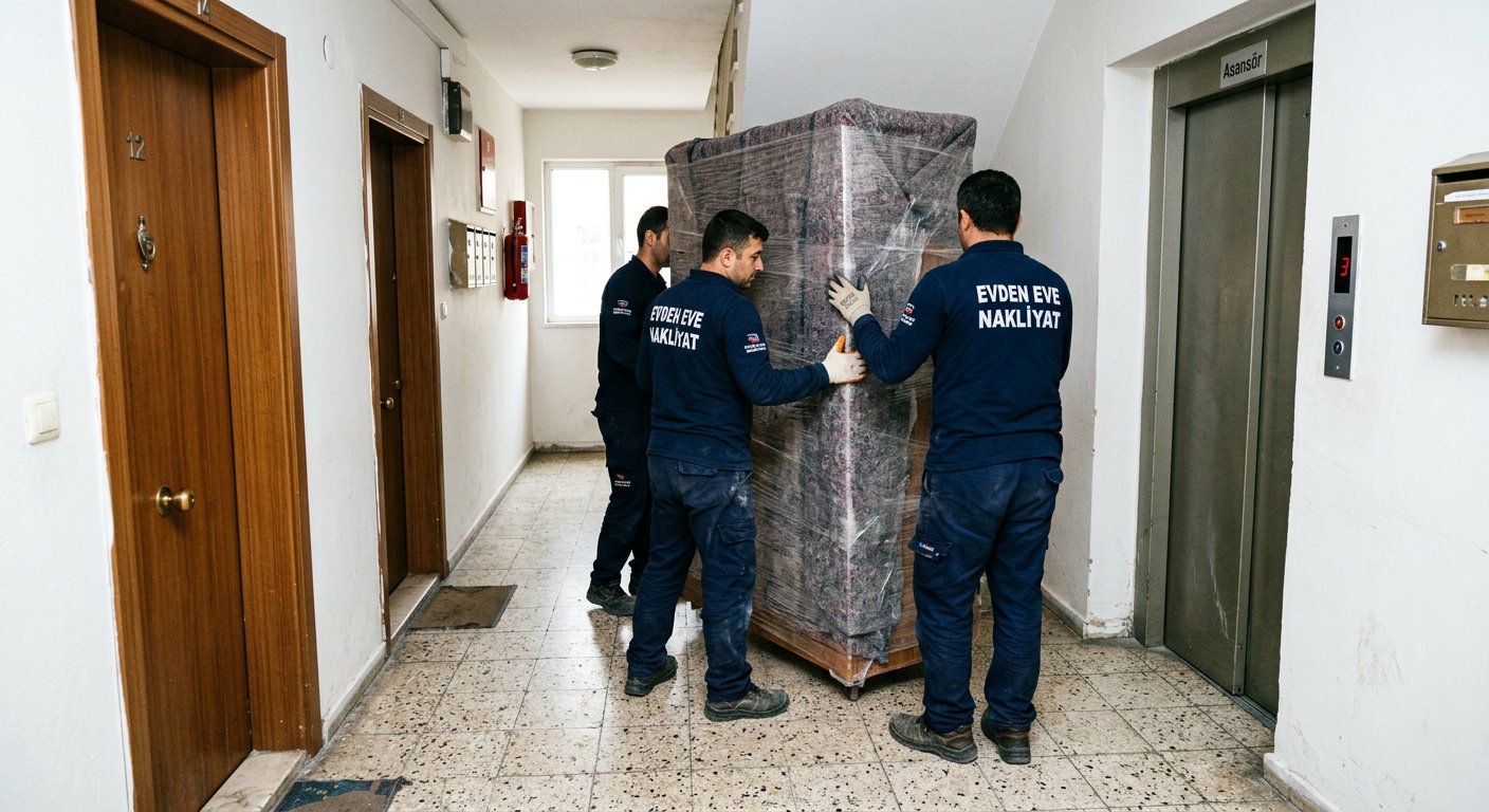 Buyuk beyaz esyayi koridorda tasima - asansörlü nakliyat