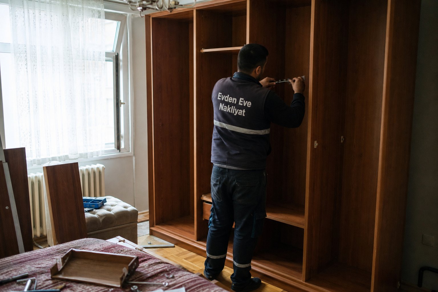 Genis gardirop icinde son kontrol ve sabitleme - Beyaz Eşya Taşıma