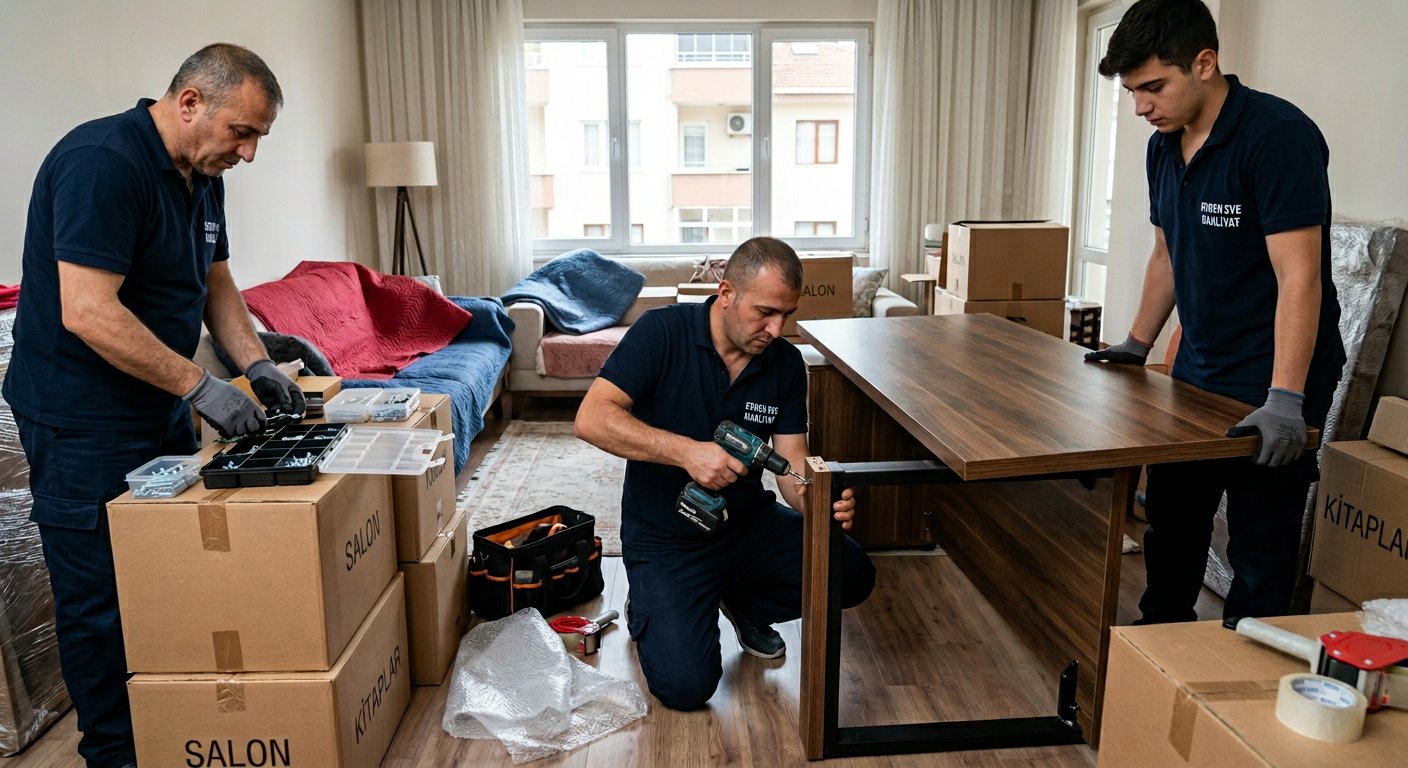 Masa ve sandalye baglantilarini ekipce ayirma - Asansörlü Taşınma Nakliyat