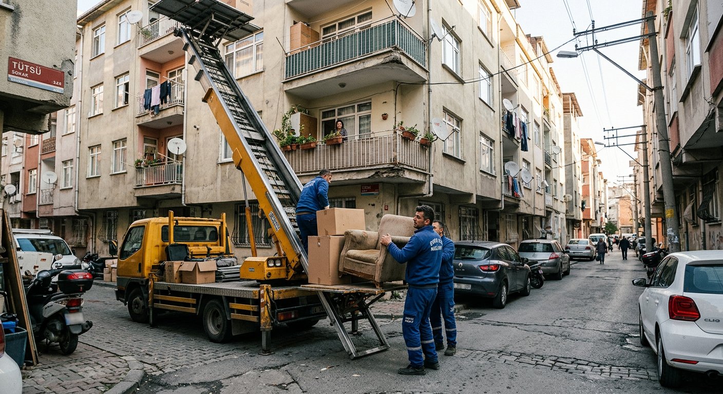 Sari rayli sistemle yuksek kata nakliyat - Site İçi Taşıma